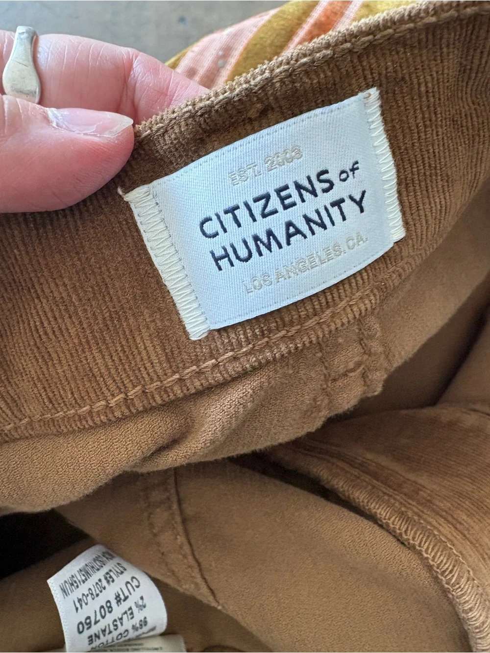$268 NWOT Citizens Of Humanity “Marcelle” Cargo Pants in Brown Corduroy Sz 27 - Picture 9 of 13